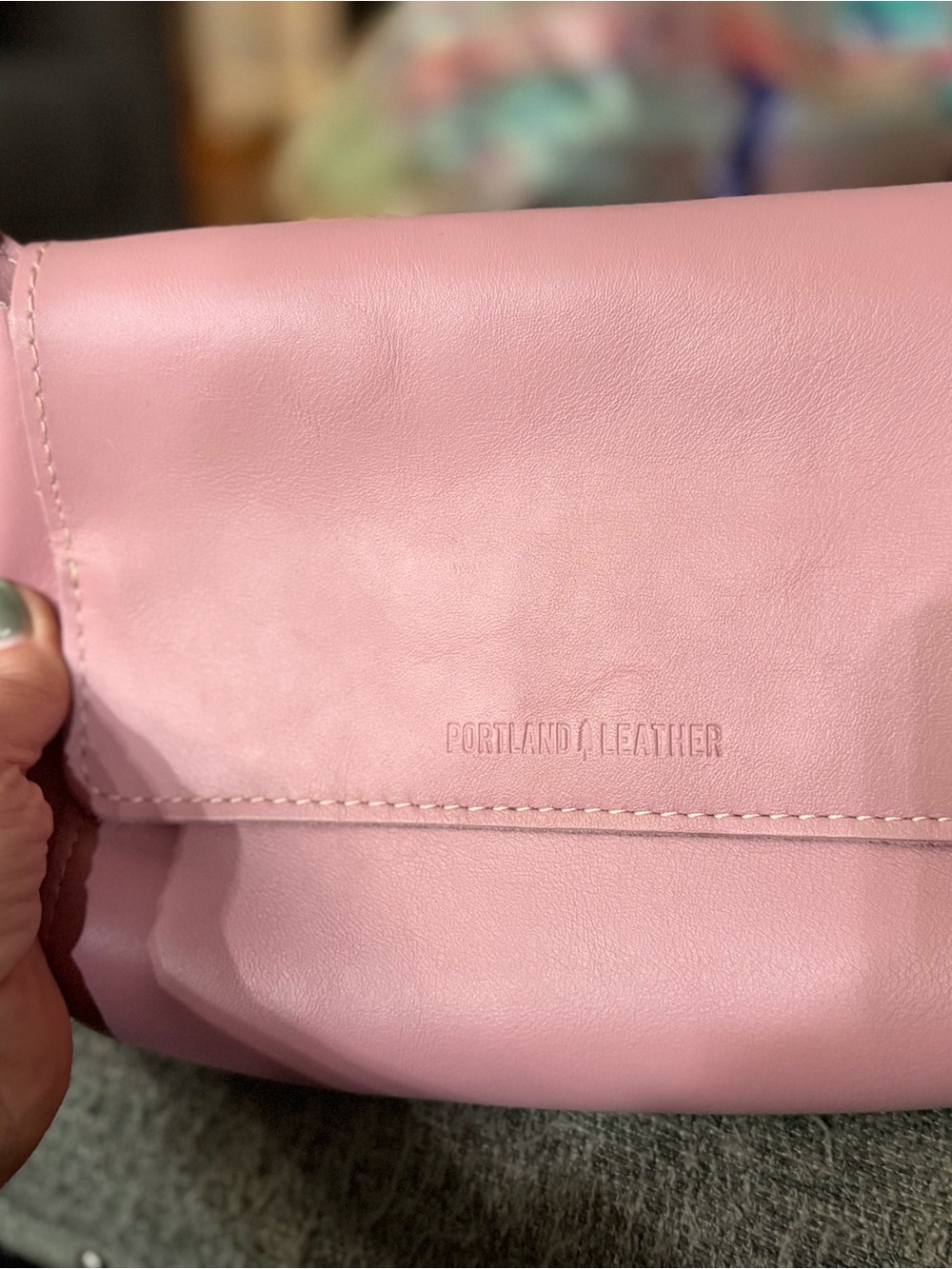 Portland Leather Soft Pink Fold-Over Clutch